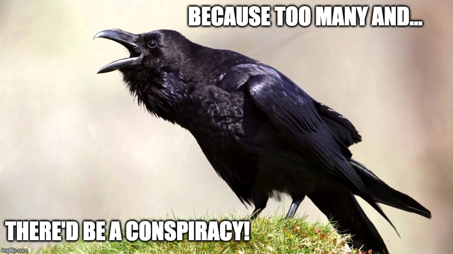 Rave014 | BECAUSE TOO MANY AND... THERE'D BE A CONSPIRACY! | image tagged in rave014 | made w/ Imgflip meme maker