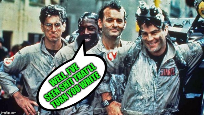 ghostbusters | WELL, I’VE SEEN SHIT THAT’LL TURN YOU WHITE | image tagged in ghostbusters | made w/ Imgflip meme maker