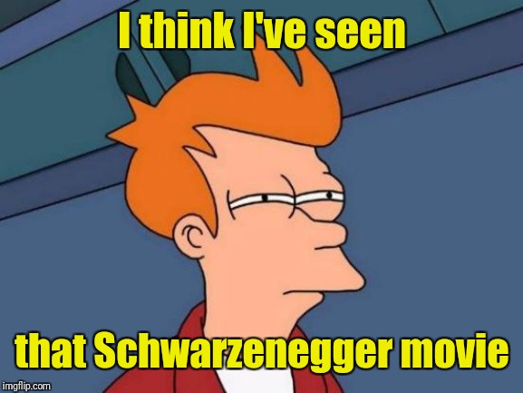 Futurama Fry Meme | I think I've seen that Schwarzenegger movie | image tagged in memes,futurama fry | made w/ Imgflip meme maker