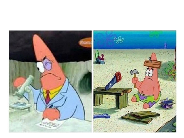 High Quality Patrick Scientist vs. Nail Blank Meme Template