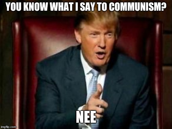 Donald Trump | YOU KNOW WHAT I SAY TO COMMUNISM? NEE | image tagged in donald trump | made w/ Imgflip meme maker
