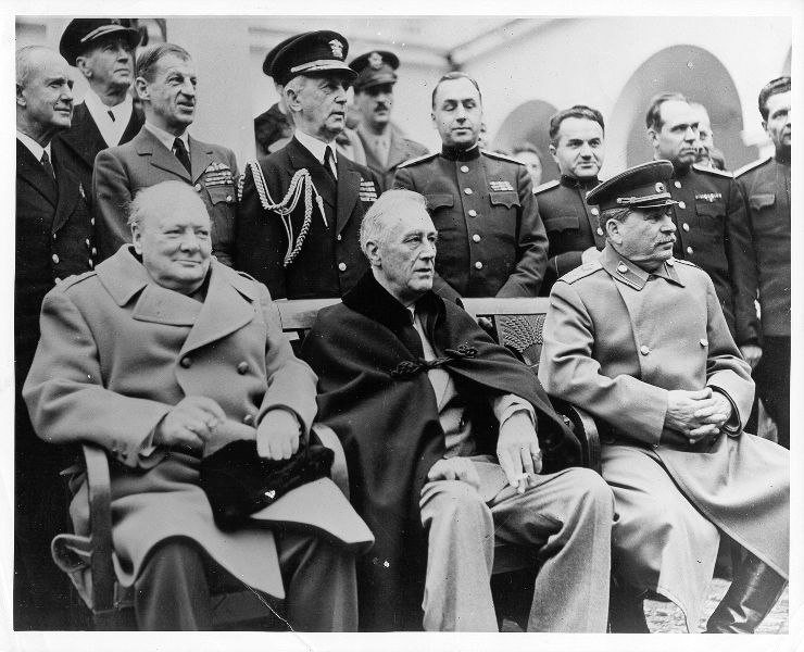 High Quality Yalta confrence fingers crossed for stalin Blank Meme Template