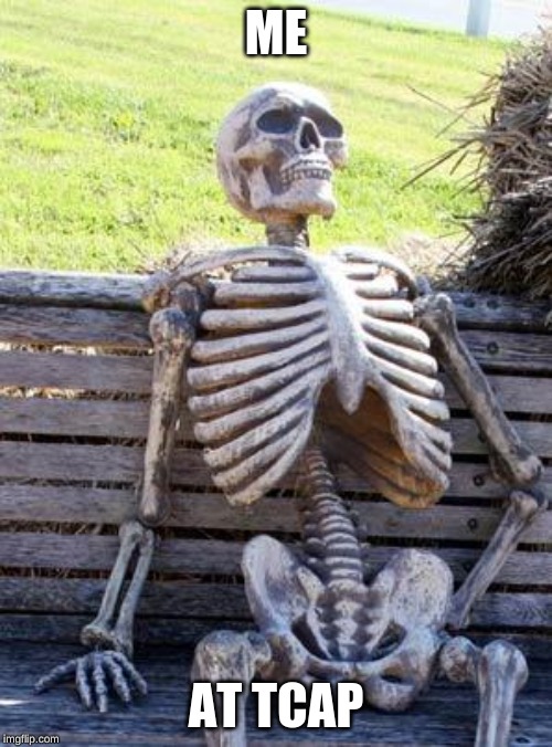 Waiting Skeleton Meme | ME; AT TCAP | image tagged in memes,waiting skeleton | made w/ Imgflip meme maker