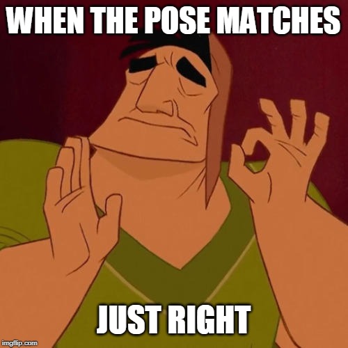 When X just right | WHEN THE POSE MATCHES JUST RIGHT | image tagged in when x just right | made w/ Imgflip meme maker