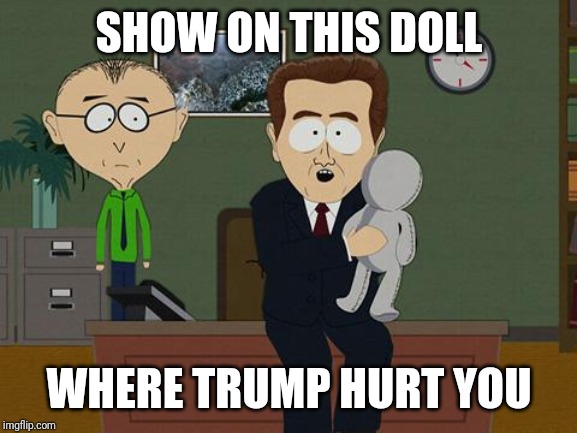 Show me on this doll | SHOW ON THIS DOLL WHERE TRUMP HURT YOU | image tagged in show me on this doll | made w/ Imgflip meme maker