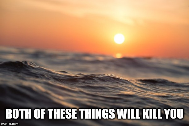 ocean | BOTH OF THESE THINGS WILL KILL YOU | image tagged in ocean | made w/ Imgflip meme maker