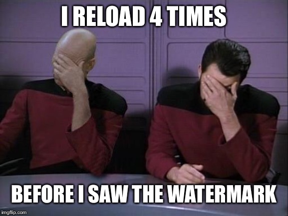 I RELOAD 4 TIMES BEFORE I SAW THE WATERMARK | image tagged in double facepalm | made w/ Imgflip meme maker