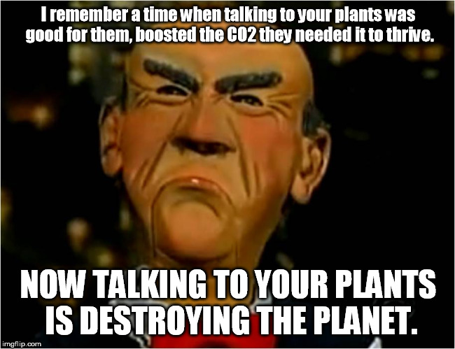 You know what they say about CO2's cousin, CO. The deadly apple can't fall too far from the tree... | I remember a time when talking to your plants was good for them, boosted the CO2 they needed it to thrive. NOW TALKING TO YOUR PLANTS IS DESTROYING THE PLANET. | image tagged in grouchy | made w/ Imgflip meme maker