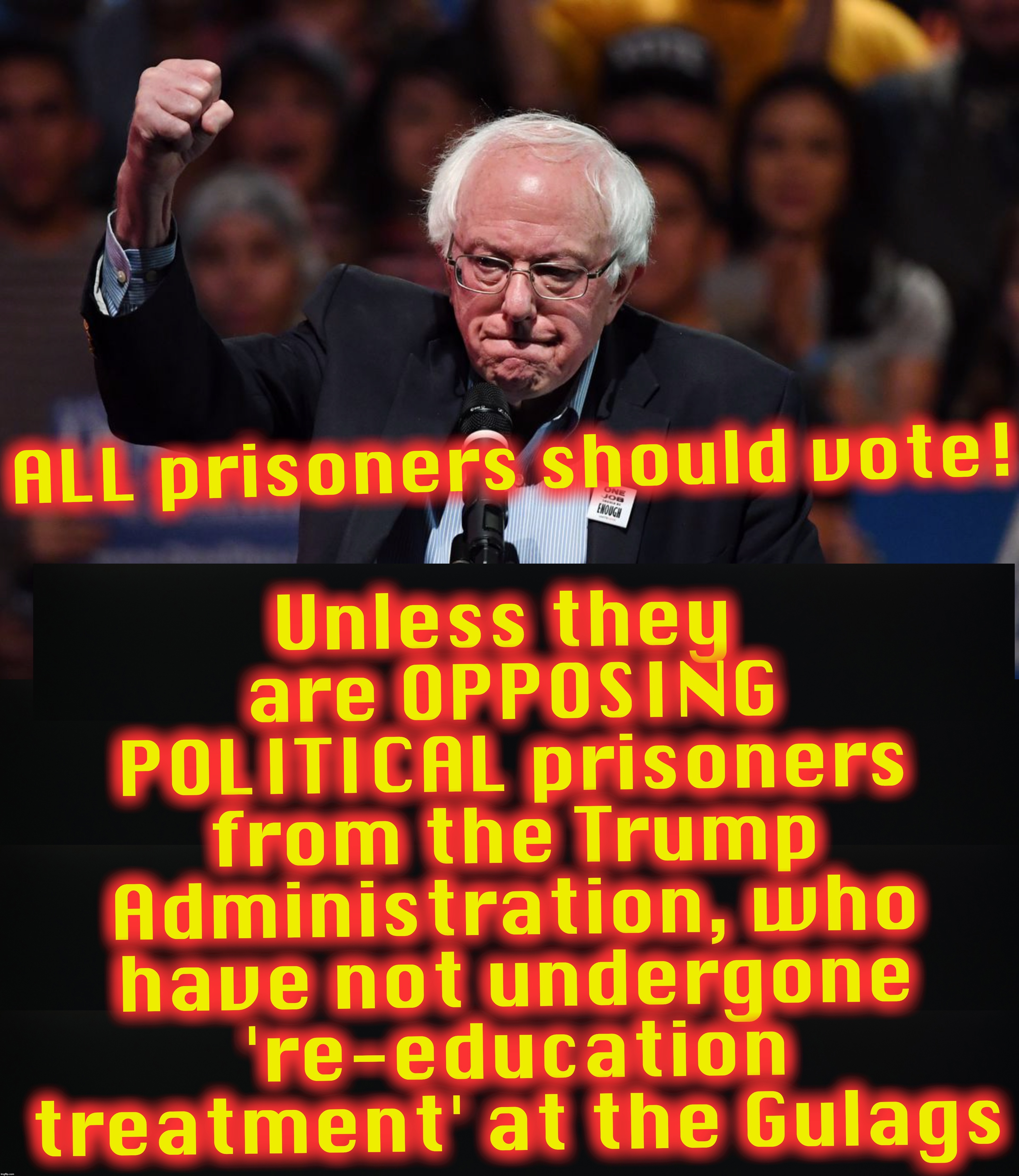 ALL prisoners should vote! | image tagged in bernie sanders | made w/ Imgflip meme maker