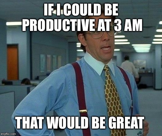 That Would Be Great Meme | IF I COULD BE PRODUCTIVE AT 3 AM; THAT WOULD BE GREAT | image tagged in memes,that would be great | made w/ Imgflip meme maker