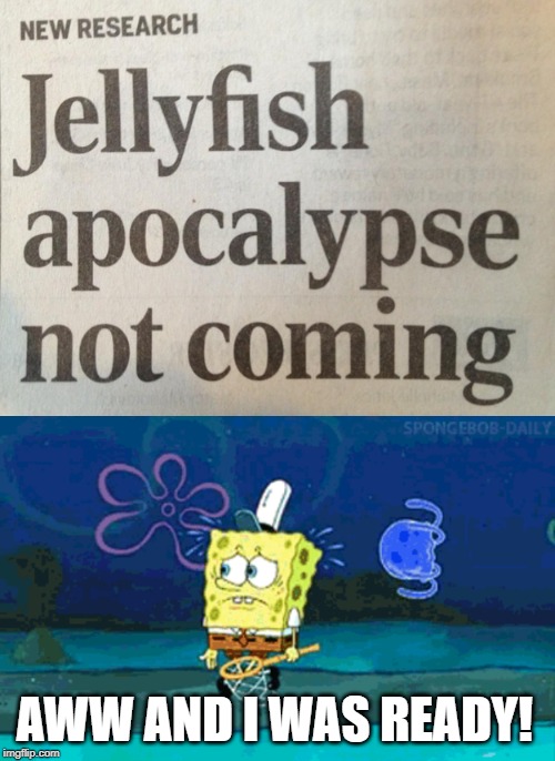 No Jellyfishing??? | AWW AND I WAS READY! | image tagged in spongebob | made w/ Imgflip meme maker