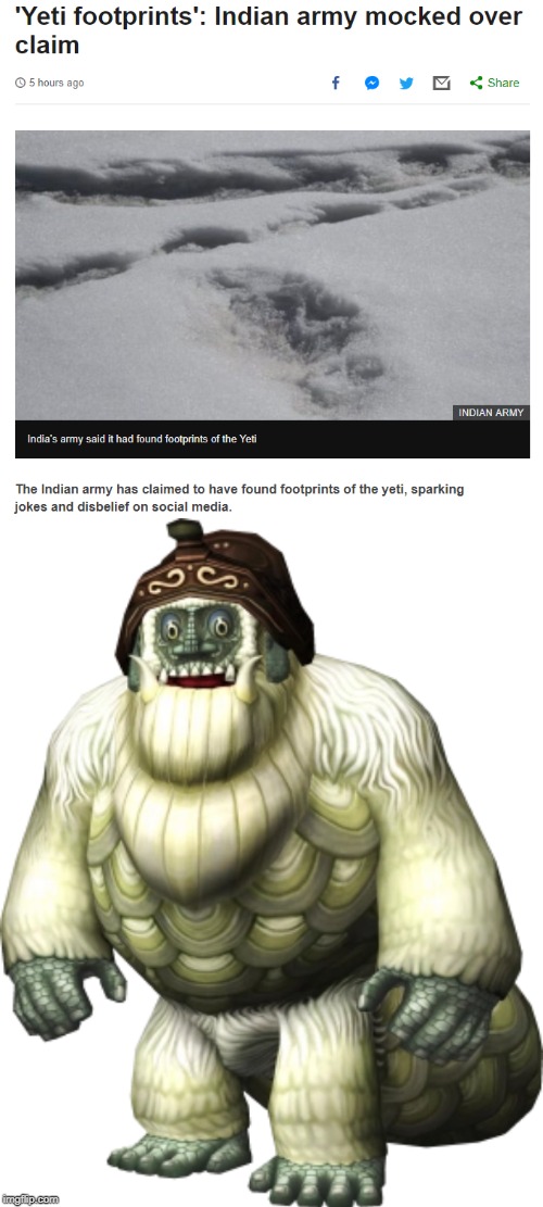 Indian army finds Yeto | image tagged in the legend of zelda,yeti,indian,army,twilight princess | made w/ Imgflip meme maker