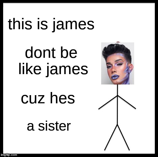 Be Like Bill | this is james; dont be like james; cuz hes; a sister | image tagged in memes,be like bill | made w/ Imgflip meme maker