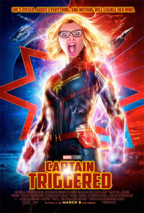 She's Exactly What You Think She Is | image tagged in captain marvel,liberals,democrats,triggered,triggered liberal,movie poster | made w/ Imgflip meme maker