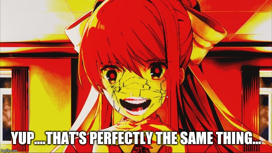 just monika | YUP....THAT'S PERFECTLY THE SAME THING... | image tagged in just monika | made w/ Imgflip meme maker
