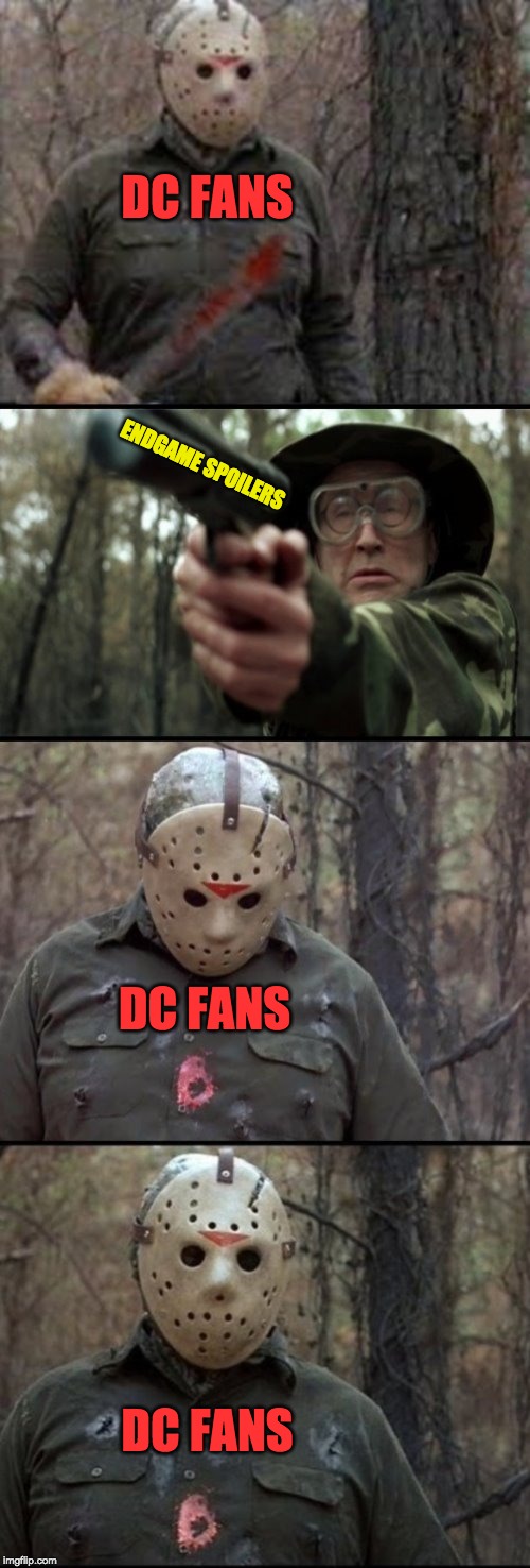 it wasn't very effective. | DC FANS; ENDGAME SPOILERS; DC FANS; DC FANS | image tagged in x vs y,spoilers | made w/ Imgflip meme maker