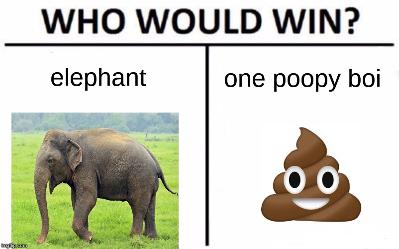 Who Would Win? | elephant; one poopy boi | image tagged in memes,who would win | made w/ Imgflip meme maker