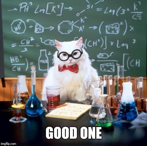 Chemistry Cat Meme | GOOD ONE | image tagged in memes,chemistry cat | made w/ Imgflip meme maker