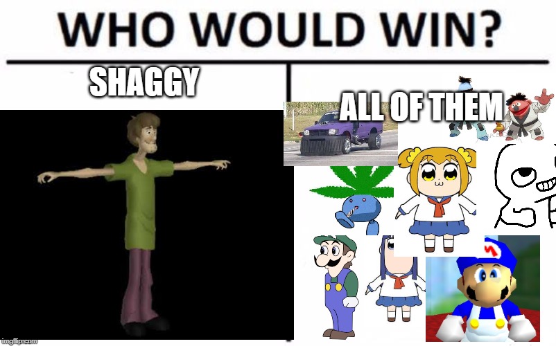 The ultimate showdown | SHAGGY; ALL OF THEM | image tagged in funny | made w/ Imgflip meme maker
