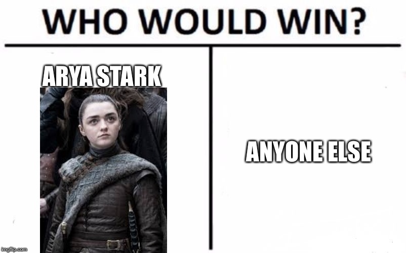 Who Would Win? | ARYA STARK; ANYONE ELSE | image tagged in memes,who would win | made w/ Imgflip meme maker