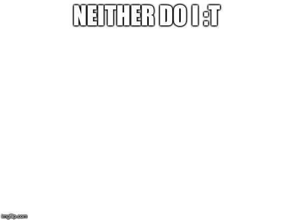 Blank White Template | NEITHER DO I :T | image tagged in blank white template | made w/ Imgflip meme maker
