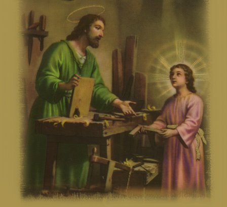 Joseph the Worker with Jesus Blank Meme Template