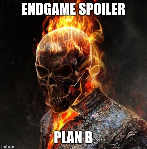 Ghost Rider | ENDGAME SPOILER; PLAN B | image tagged in ghost rider | made w/ Imgflip meme maker