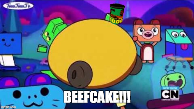 BEEFCAKE!!! | BEEFCAKE!!! | image tagged in fat dino dude,weight gain | made w/ Imgflip meme maker