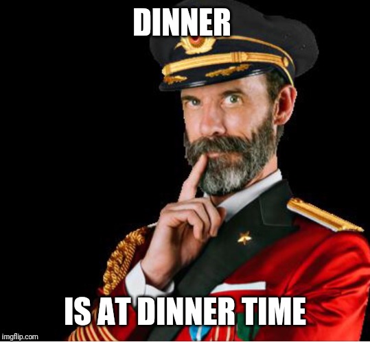 OBVIOUSLY A GOOD SUGGESTION | DINNER IS AT DINNER TIME | image tagged in obviously a good suggestion | made w/ Imgflip meme maker