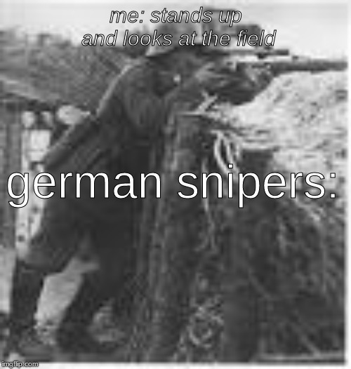 me: stands up and looks at the field; german snipers: | image tagged in ww1 | made w/ Imgflip meme maker
