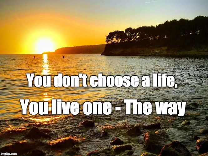 you don't choose a life, you live one - the way | You don't choose a life, You live one - The way | image tagged in inspirational quote | made w/ Imgflip meme maker