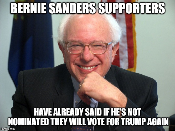 Go ahead Democrats , shoot yourselves in the foot again | BERNIE SANDERS SUPPORTERS; HAVE ALREADY SAID IF HE'S NOT NOMINATED THEY WILL VOTE FOR TRUMP AGAIN | image tagged in vote bernie sanders,what i learned in boating school is,drowning,dumpster fire,party of hate | made w/ Imgflip meme maker
