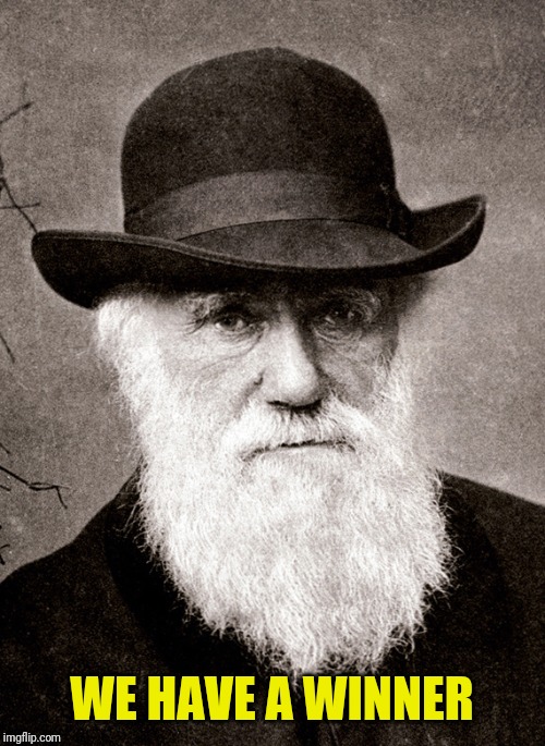 Darwin | WE HAVE A WINNER | image tagged in darwin | made w/ Imgflip meme maker