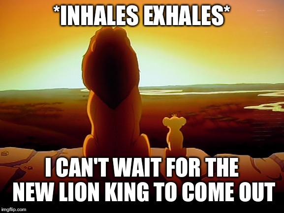 Lion King | *INHALES EXHALES*; I CAN'T WAIT FOR THE NEW LION KING TO COME OUT | image tagged in memes,lion king | made w/ Imgflip meme maker