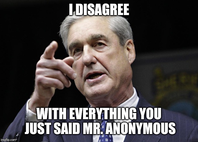 Robert S. Mueller III wants you | I DISAGREE WITH EVERYTHING YOU JUST SAID MR. ANONYMOUS | image tagged in robert s mueller iii wants you | made w/ Imgflip meme maker