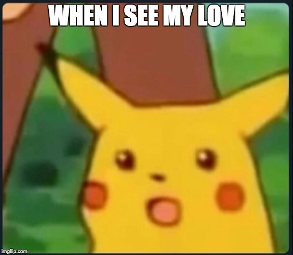 Surprised Pikachu | WHEN I SEE MY LOVE | image tagged in surprised pikachu | made w/ Imgflip meme maker