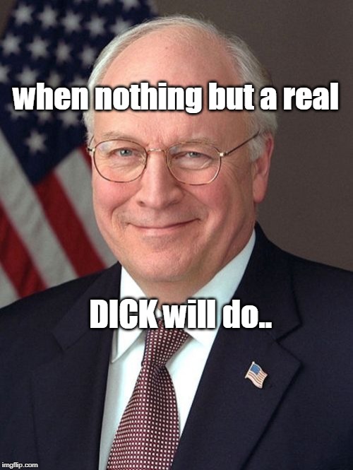 every  honest wyoming citizen cringes when thinking they elected and re-reelected this dick.shame. | when nothing but a real; DICK will do.. | image tagged in memes,dick cheney,insane politics,rino | made w/ Imgflip meme maker