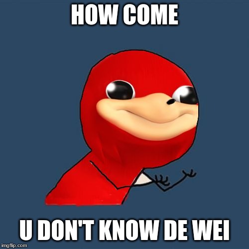 Y U No Know Da Wei | HOW COME; U DON'T KNOW DE WEI | image tagged in y u no know da wei | made w/ Imgflip meme maker