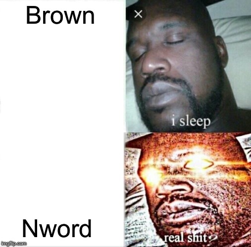 Sleeping Shaq | Brown; Nword | image tagged in memes,sleeping shaq | made w/ Imgflip meme maker