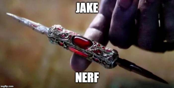 Thanos Perfectly Balanced | JAKE; NERF | image tagged in thanos perfectly balanced | made w/ Imgflip meme maker