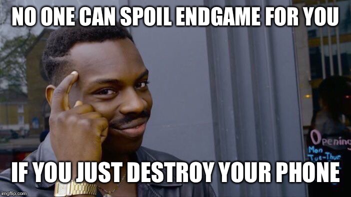 Roll Safe Think About It | NO ONE CAN SPOIL ENDGAME FOR YOU; IF YOU JUST DESTROY YOUR PHONE | image tagged in memes,roll safe think about it | made w/ Imgflip meme maker