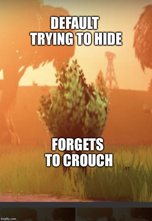 Fortnite bush | DEFAULT TRYING TO HIDE; FORGETS TO CROUCH | image tagged in fortnite bush | made w/ Imgflip meme maker