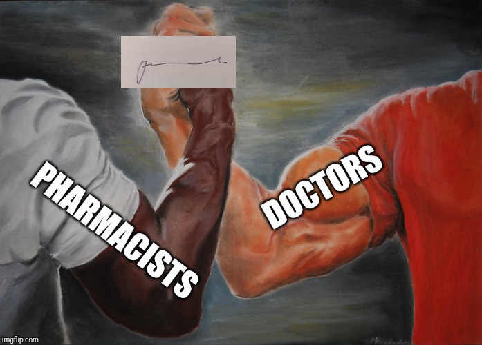 DOCTORS; PHARMACISTS | image tagged in doctors,pharmacists,handwriting | made w/ Imgflip meme maker