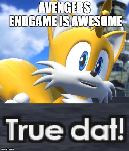 Tails True Dat Sonic Forces | AVENGERS ENDGAME IS AWESOME | image tagged in tails true dat sonic forces | made w/ Imgflip meme maker