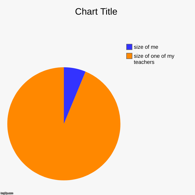 size of one of my teachers, size of me | image tagged in charts,pie charts | made w/ Imgflip chart maker