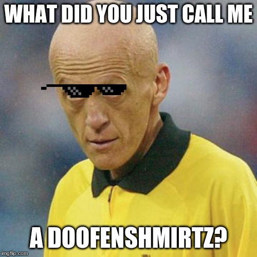 Are you serious? (Football) | WHAT DID YOU JUST CALL ME; A DOOFENSHMIRTZ? | image tagged in are you serious football | made w/ Imgflip meme maker