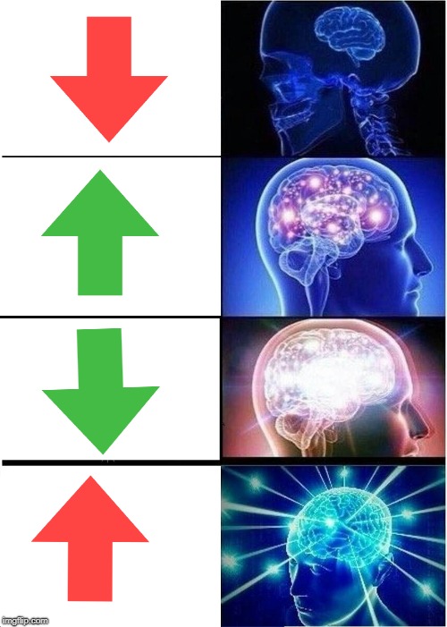red upvote | image tagged in memes,expanding brain,upvotes,downvote | made w/ Imgflip meme maker