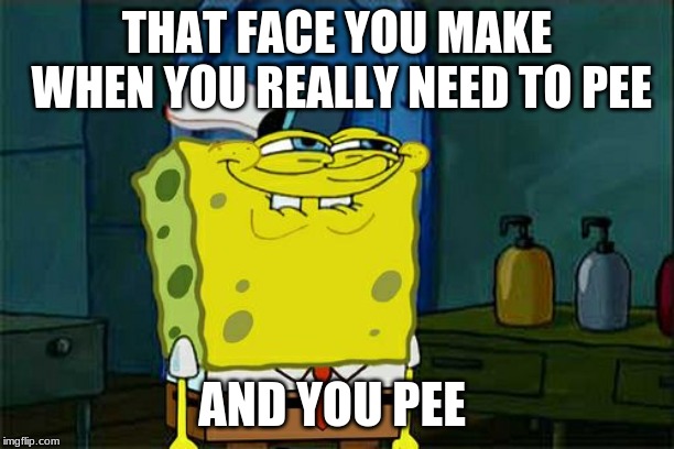 Don't You Squidward Meme | THAT FACE YOU MAKE WHEN YOU REALLY NEED TO PEE; AND YOU PEE | image tagged in memes,dont you squidward | made w/ Imgflip meme maker