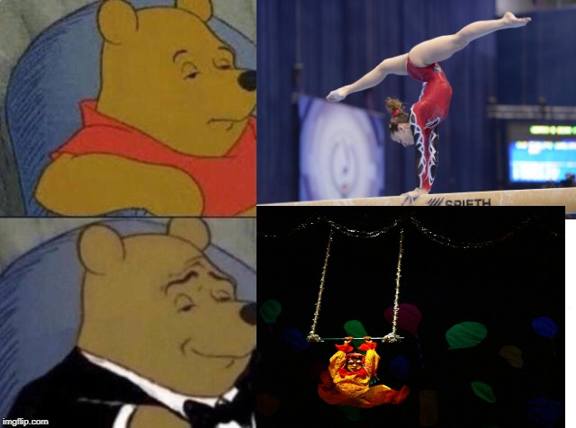 pooh | image tagged in gymnast,pooh | made w/ Imgflip meme maker