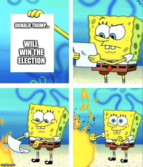 Spongebob yeet | DONALD TRUMP... WILL WIN THE ELECTION | image tagged in spongebob yeet | made w/ Imgflip meme maker